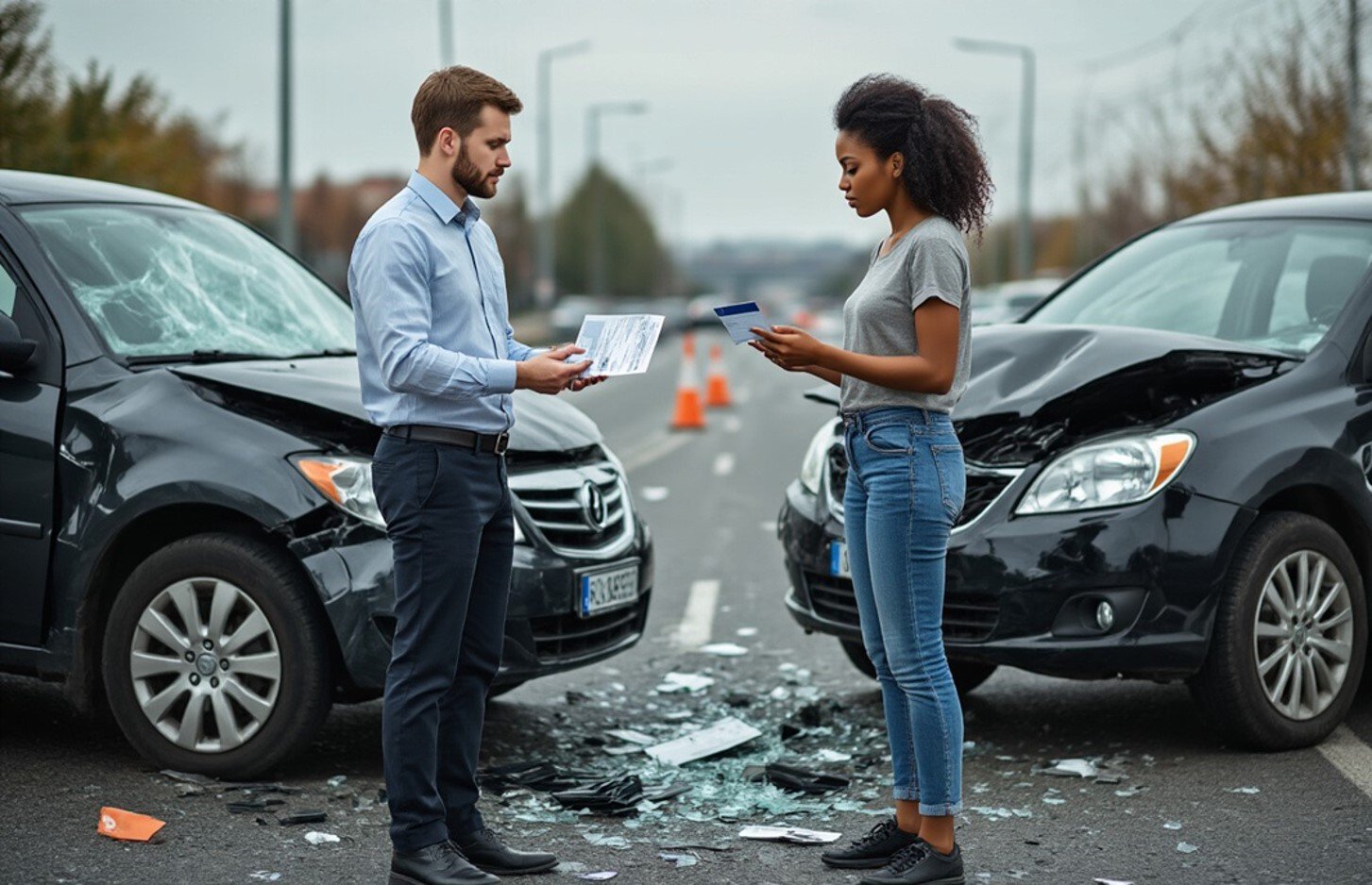 A person and person standing next to a broken car

AI-generated content may be incorrect.