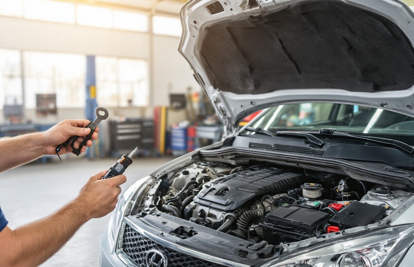 A person holding a wrench and looking at a car

AI-generated content may be incorrect.