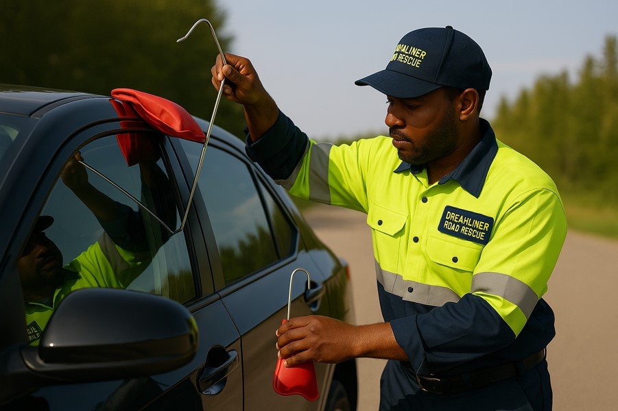 A person in a yellow jacket putting a red object on a car

AI-generated content may be incorrect.