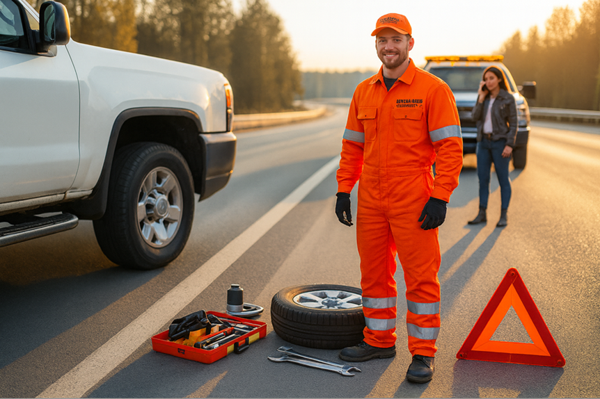 A person in orange jumpsuit standing next to a car with tools

AI-generated content may be incorrect.