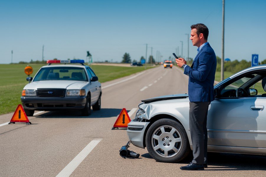 A person standing next to a car with a broken down car

AI-generated content may be incorrect.